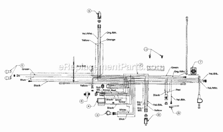 Electrical Over Head Valve Diagram and Parts List for 2002 Yard Machines Lawn Tractor